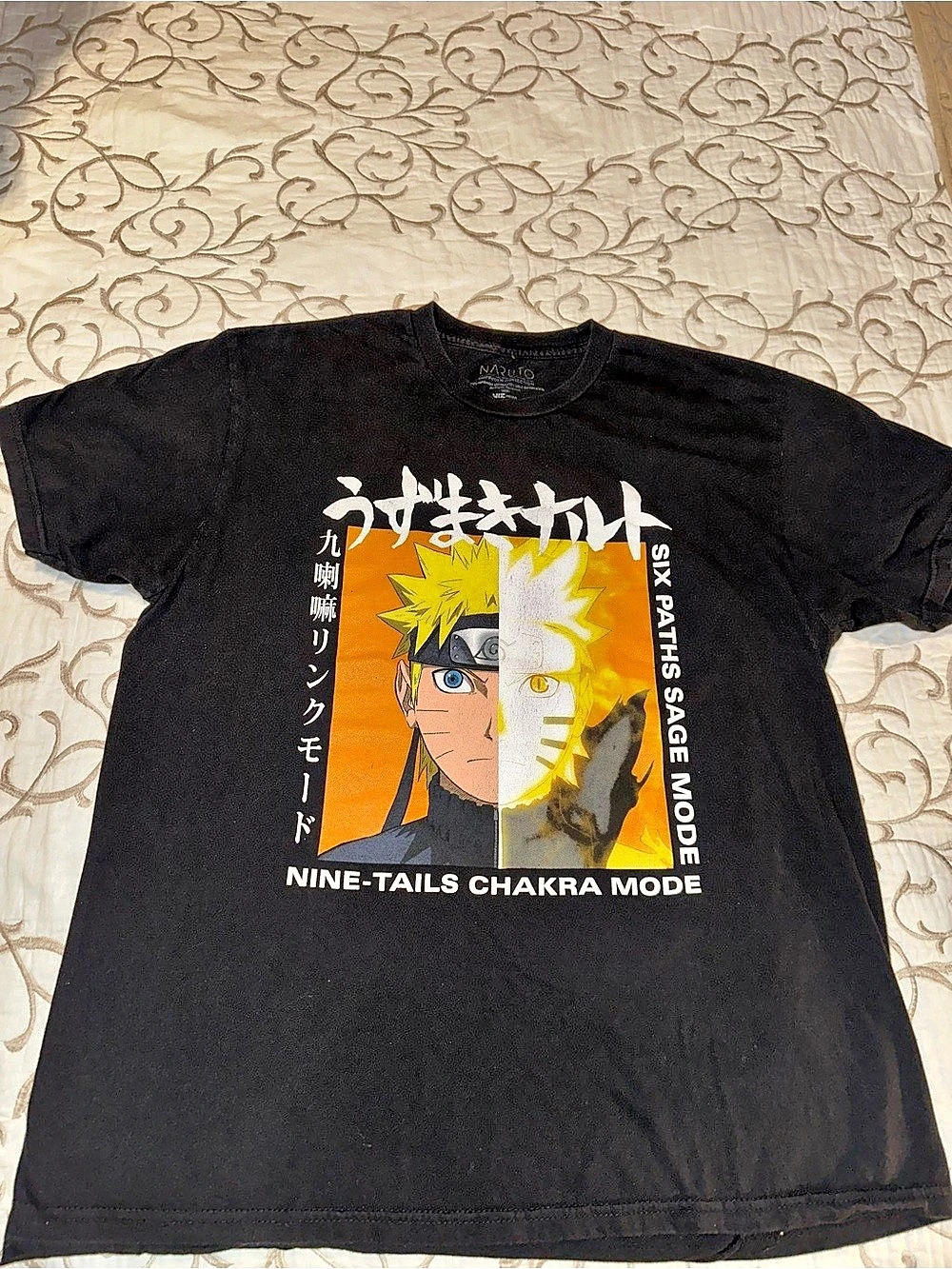 NARUTO Six Paths Sage Mode Nine-Tails Chakra Mode Graphic Tee Size XL Black